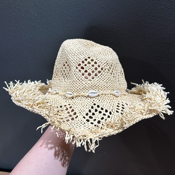 Target Accessories - Target a new day straw hat bendable wire puka cowrie shells beach summer rattan